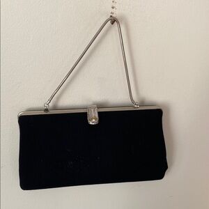 Elegant Black Clutch with Silver Accents